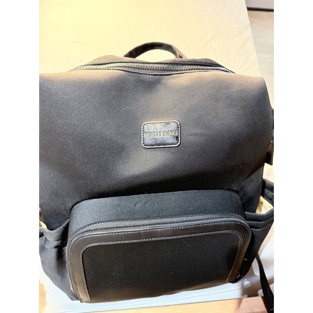 Miss Fong Neoprene Diaper Bag Backpack Black Water Resistant Travel Bag - Picture 6 of 9
